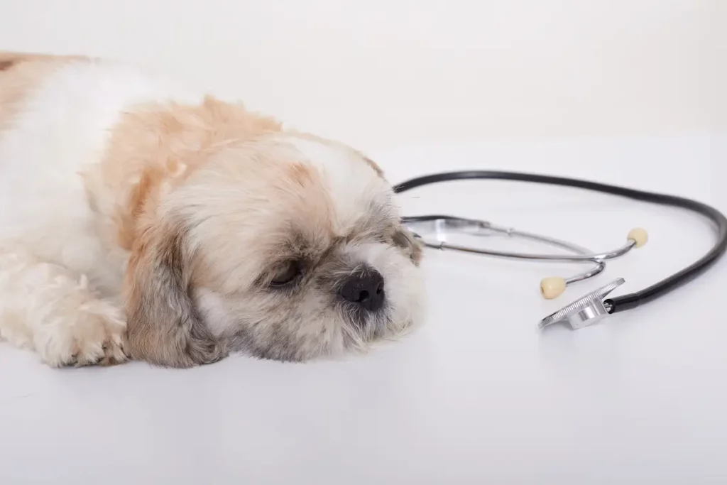Shih Tzu cansado de trabalhar